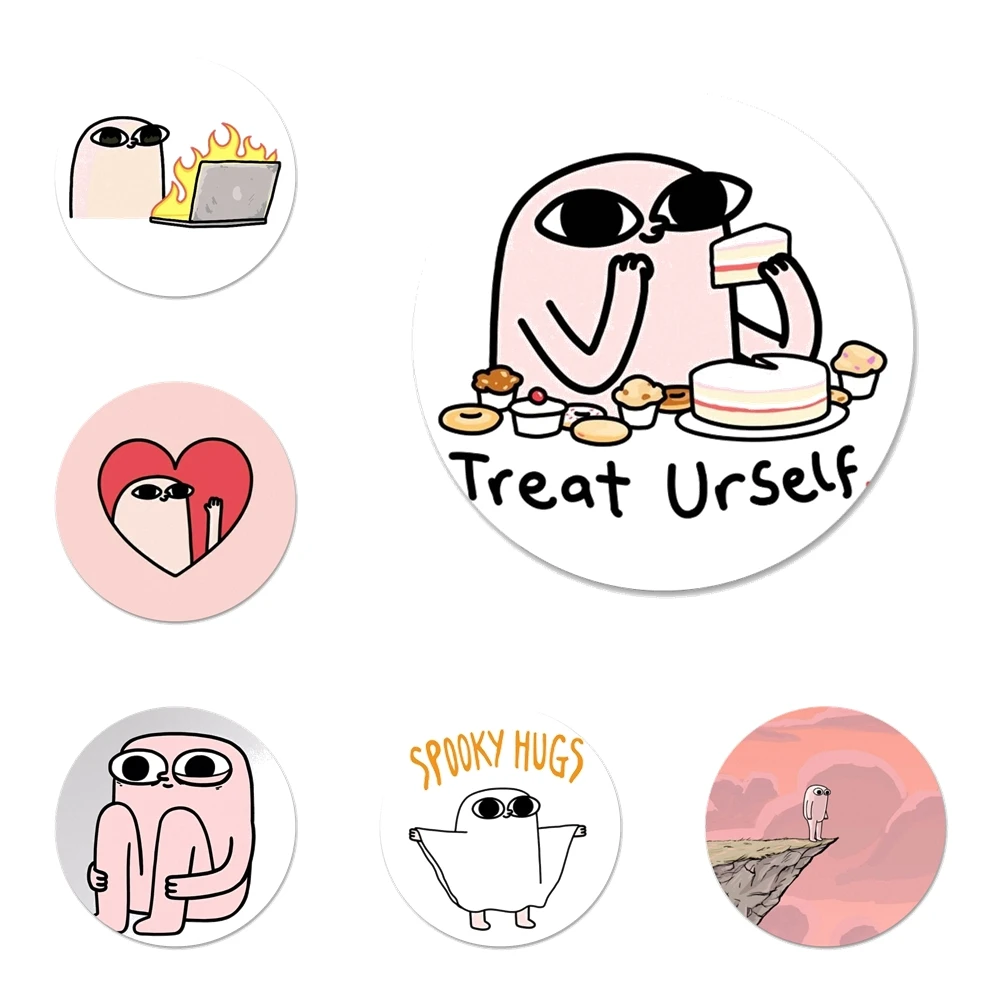 

Cute Pink Cartoon Funny big eyes ketnipz Icons Pins Badge Decoration Brooches Metal Badges For Clothes Backpack Decoration