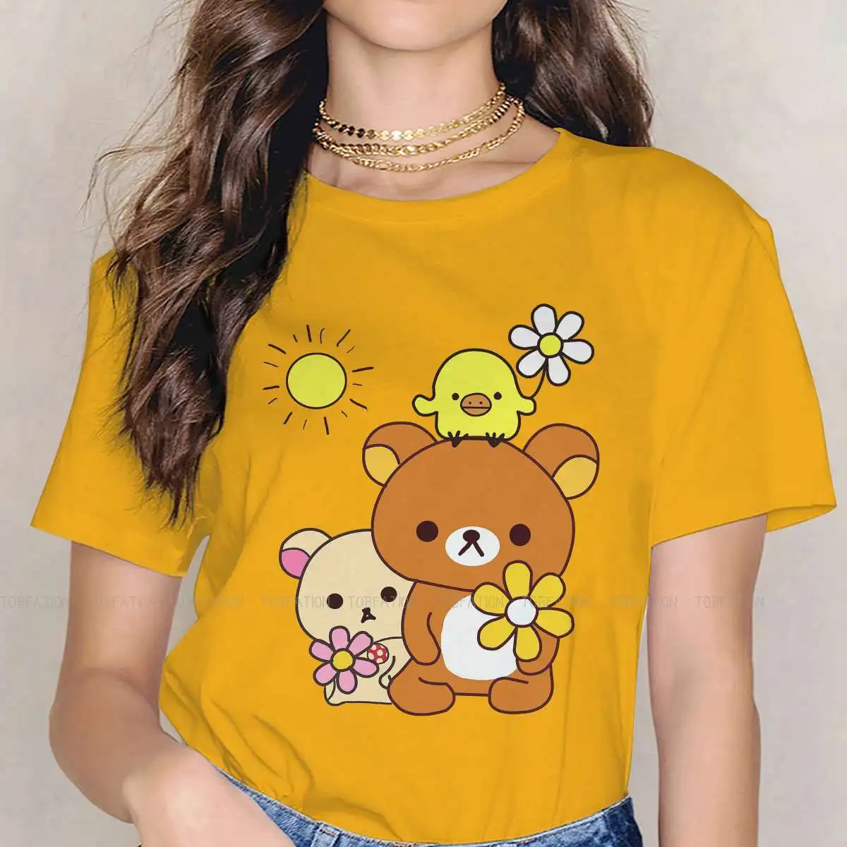 

Rilakkuma Crewneck TShirts Joy Print T Shirt 5XL Clothing