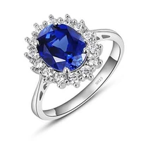 milangirl luxury princess kate blue gem created blue crystal silver color wedding finger crystal ring brand jewelry for women