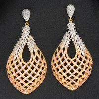 larrauri fashion jewelry trendy big statement waterdrop pendant drop earrings for women elegant full cubic zirconia earrings