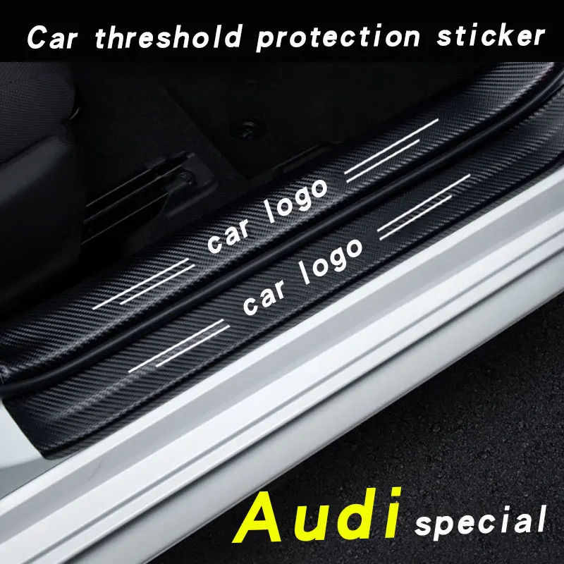 

4PCS Car Door Sill Anti Kick Stickers Scuff Anti Scratch Carbon Fiber for audi sport RS A3 A4 A5 A6 A7 A8 Q3 Q5 Q7 Q8 TT