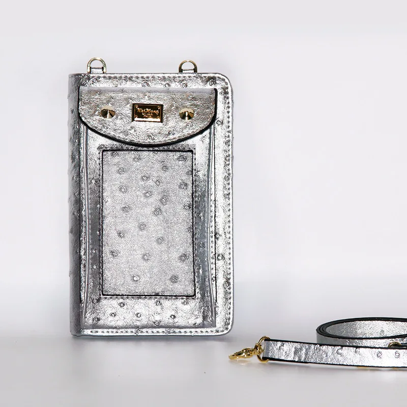 Кожаный женский клатч с узором страуса вечерние сумочки модная женская сумочка