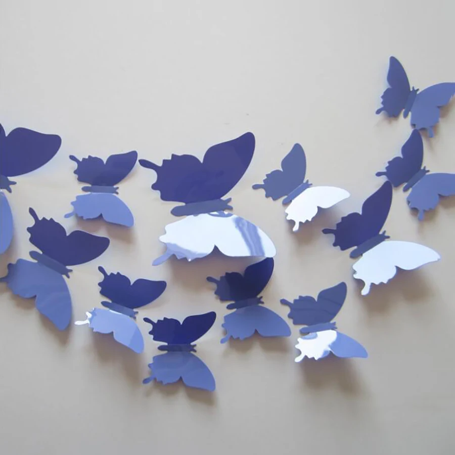 12-Piece Double Layer 3D Butterfly Wall Stickers | Wall Home Decoration | Butterfly Magnet for Refrigerator image 4