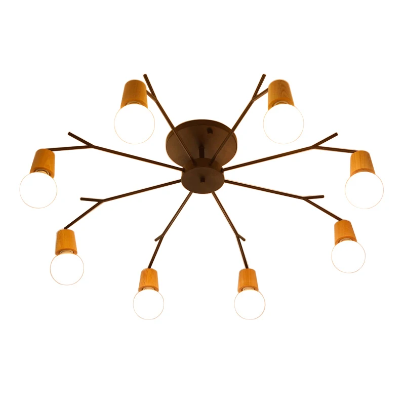 Деревянный потолочный светодиодный светильник люстра паук в стиле лофт