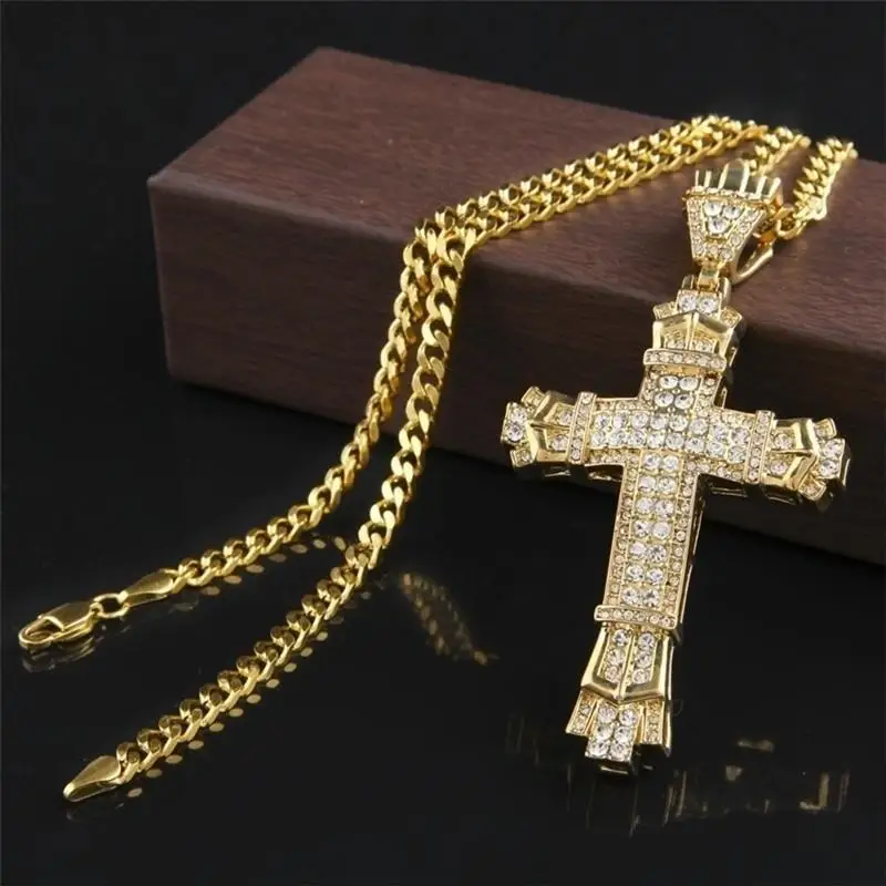 

Fashion Personality Hip Hop Zircon Cross Pendant Necklace Unisex Trend Rock Hip Hop Jewelry Gift