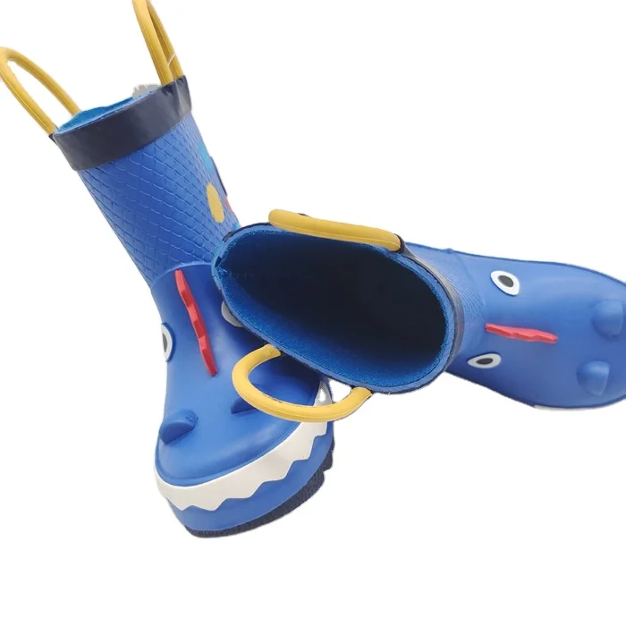 

Wholesale cheap cute 3d animal solid blue rubber outsole baby gumboots manufacturer