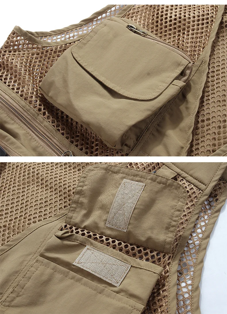 Summer fishing vest breathable multi-pockets mesh sleeveless jacket unloading photography hiking waistcoat big size5XL | Мужская одежда