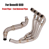 for benelli 600 exhaust system front header connect link tube catalyst deleted pipe escape slip on motorcycle