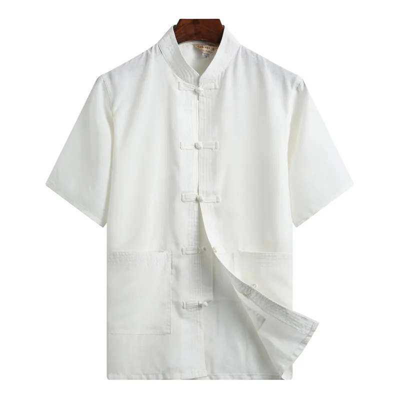 

Men's Summer Blouses Baggy shirt Cotton Linen Solid Color Shirts Tops coat linen shirt men brief breathable