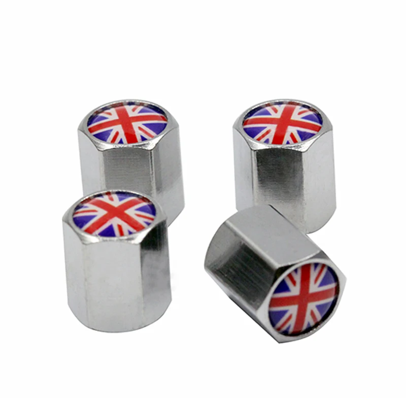 

4Pcs/Lot UK Flag Car Wheel Tire Valve Caps Stems Covers Auto Styling for Jaguar MINI Land Rover