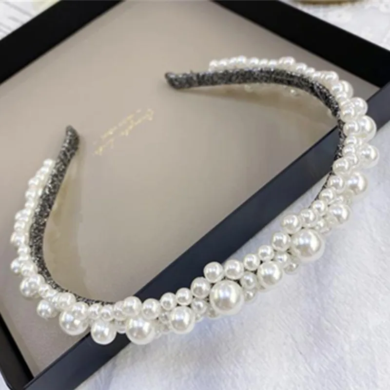 

Wedding Bridal Pearls Headbands New Handmade Winding Pearls Hairbands Crown Women Wedding Party Headpiece Korean Sweet Tiara