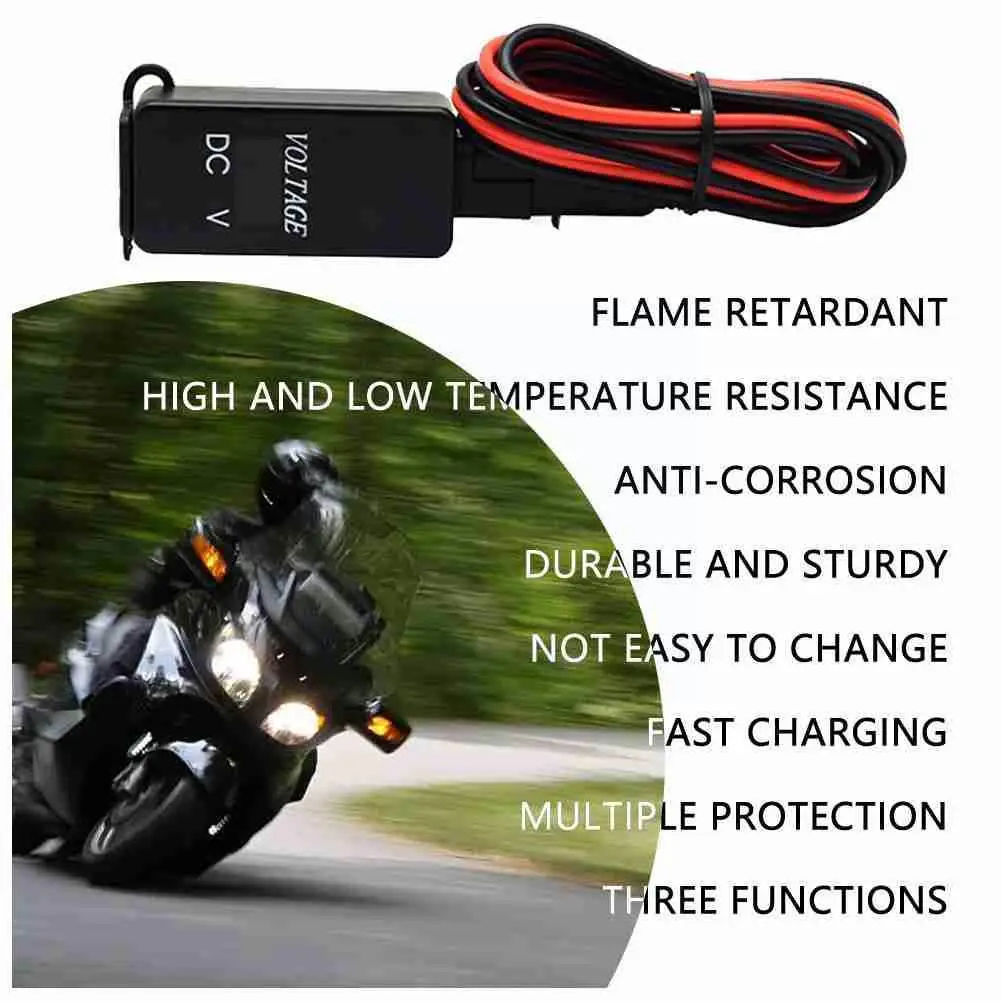 

Motorcycle SAE Dual Charger Cable Adapter Inline Fuse Display Connector Accessorie Waterproof Charger Electric USB Car Volt U0O4