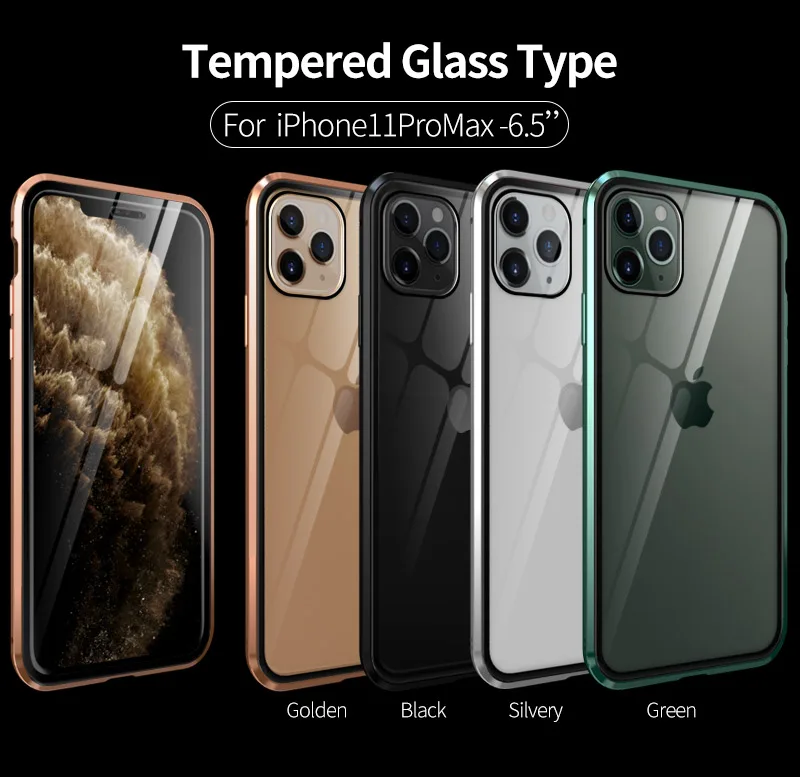 Противоударный и прозрачный чехол из закаленного стекла для Apple iPhone 11 Pro Max Роскошный Алюминиевый металлический чехол для iPhone 11 Pro Max чехол