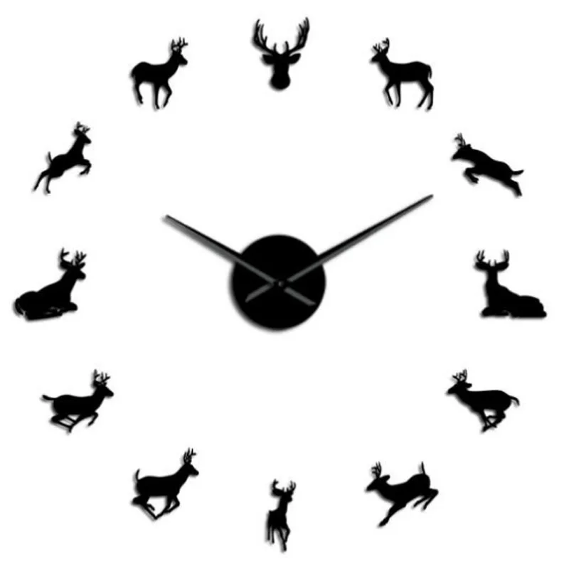 Трехмерные акриловые Sika Deer большие настенные часы модные простые DIY настенные часы креативные часы аксессуары для дома