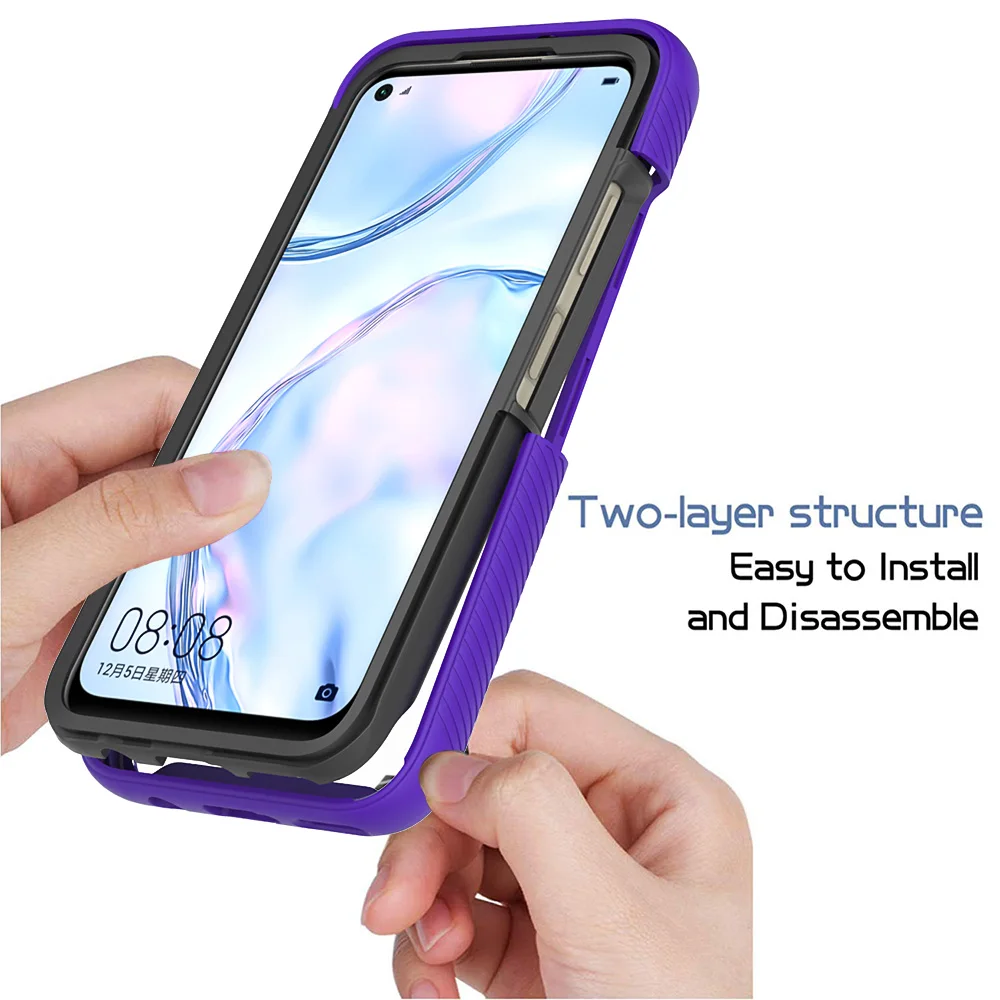 360 Armor Phone Case For Huawei Honor 20 9X Nova 5T P Smart Z 2020 P30 P40 Lite 4G E Y6 Y7 Y7P Y9 Prime 2019 2 IN 1 Bumper Cover