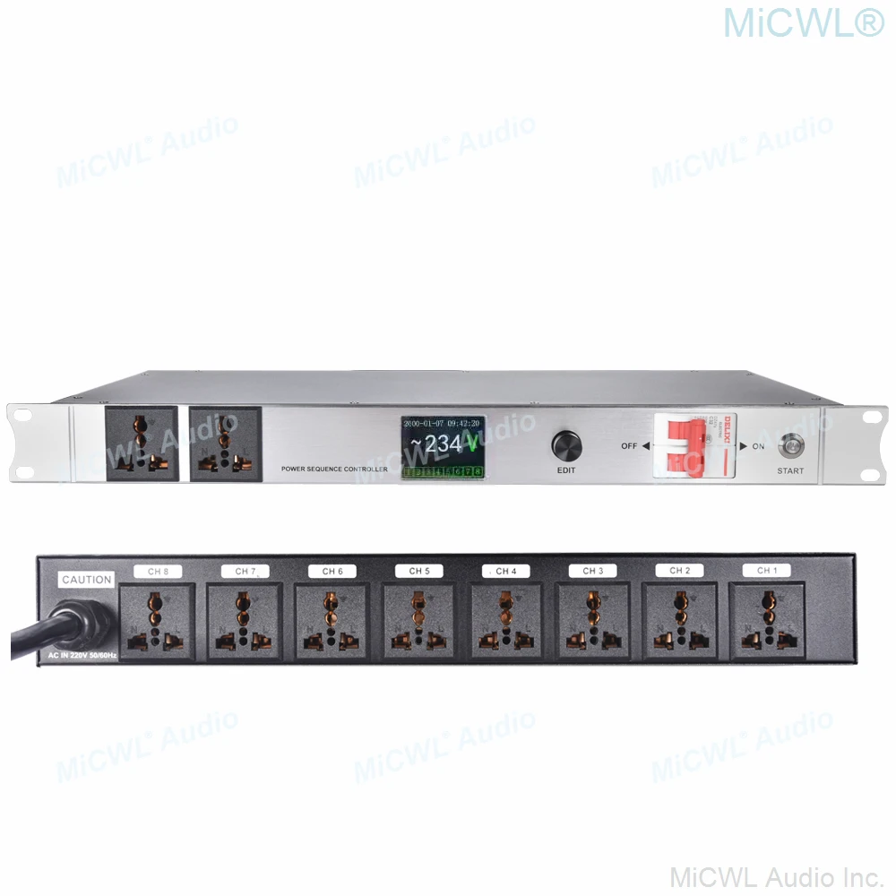 MiCWL 10 Выход стойку ЖК дисплей Мощность регулятор последовательности 30A 6000 Вт