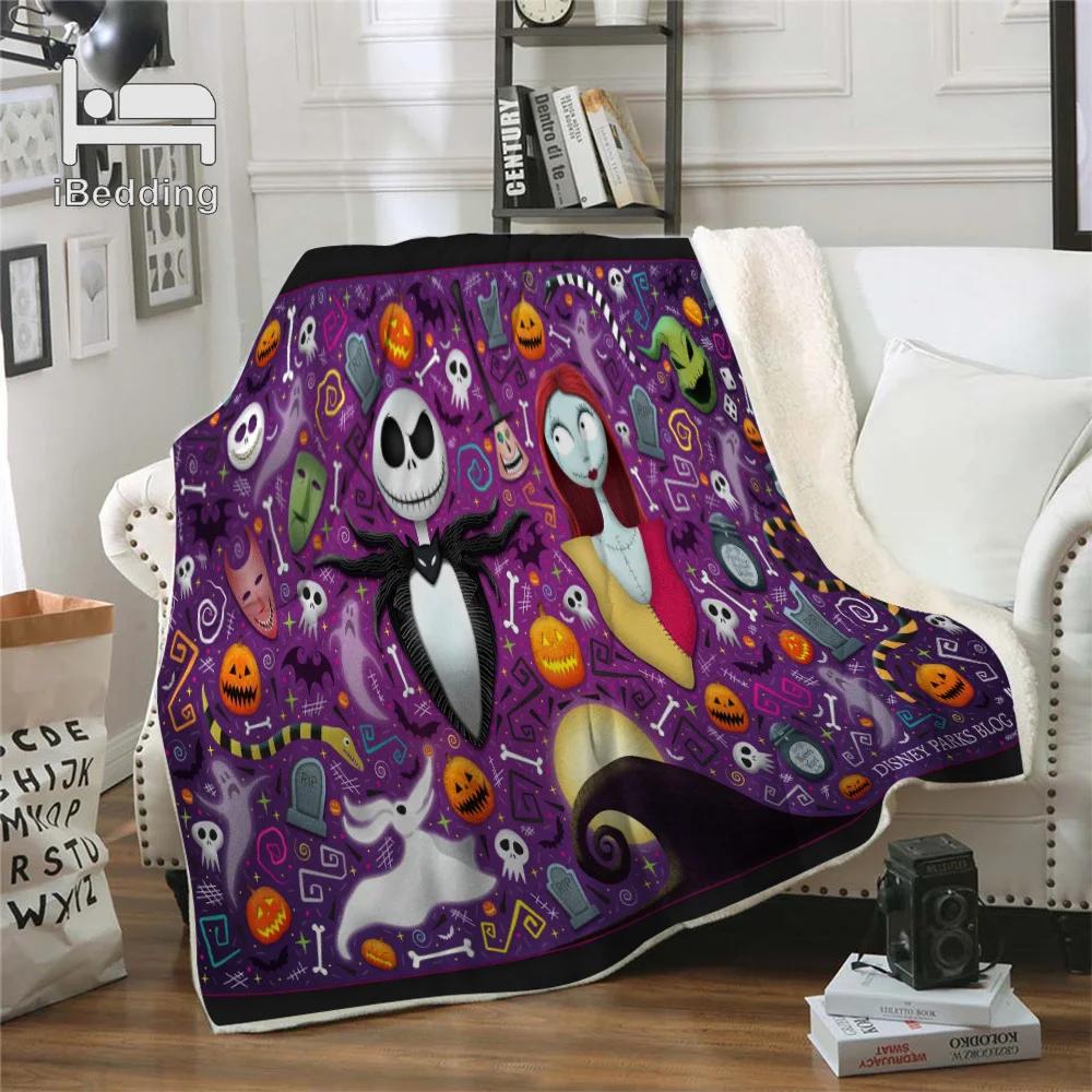 Одеяло с принтом Кошмар перед Рождеством Премиум качество шерпа одеяла для