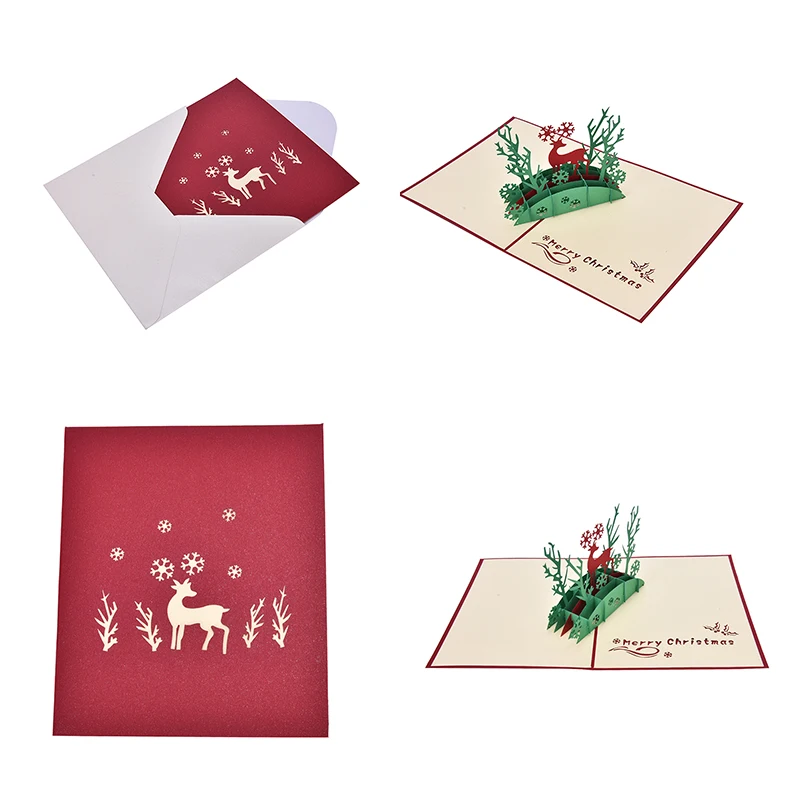 3D выдвижные праздничные поздравительные открытки снеговик Иисус олень