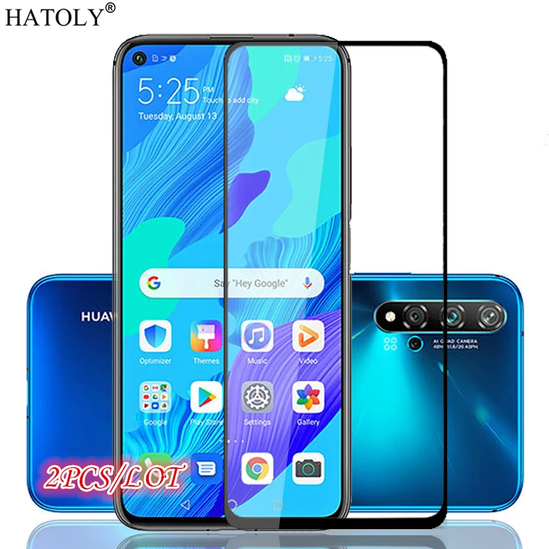 2 шт. стекло Nova 5T закаленное для Huawei защита экрана полное клеевое покрытие