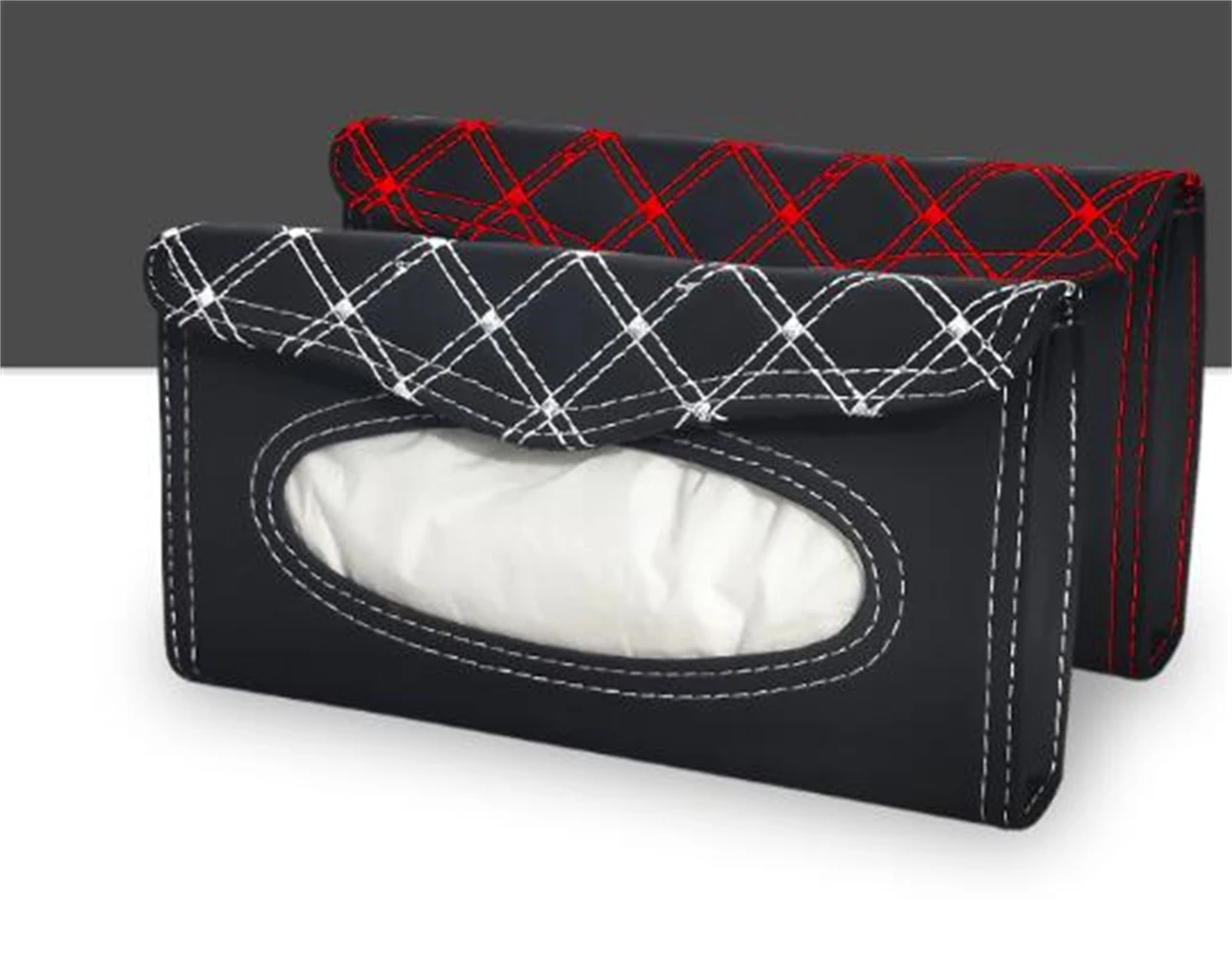 

Car Leather Sun Visor Red Wine Tissue Box Auto Holder Creative Removable Paper Napkin Box Organizer For Car