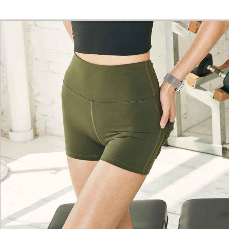 Спорт Фитнес-шорты Женщины высокой талией бег тренажерный зал тренировки