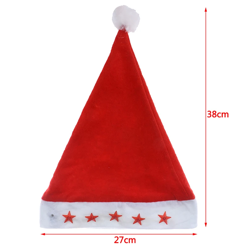 1 шт. светящаяся Рождественская шляпа Красная звезда Санта-шляпа для взрослых 27*38
