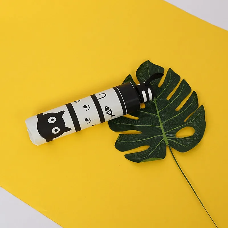 

Man Parasol Woman Folding Umbrella Personality Black Cat Coating Anti-UV Female Sun Umbrella For Boys Rain Gear Parapluie