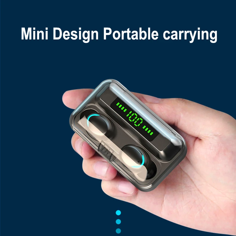 

TWS Bluetooth 5.0 Earphones 2200mAh Charging Box Wireless Headphone 9D Stereo Sports Waterproof Earbuds Headsets With Microphone