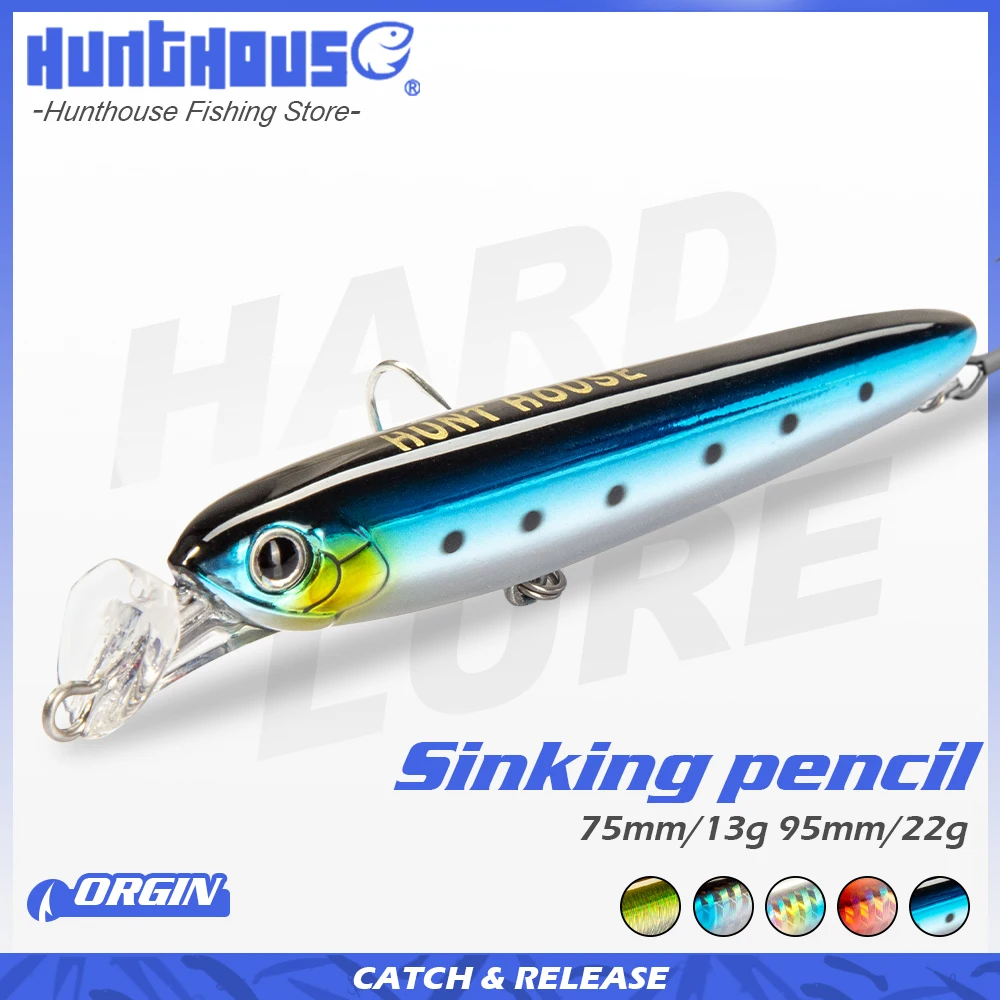 Hunthouse Minnow карандашные приманки stickbaits 75 95mm13g 22g погружающиеся рыболовные seabass bluefish