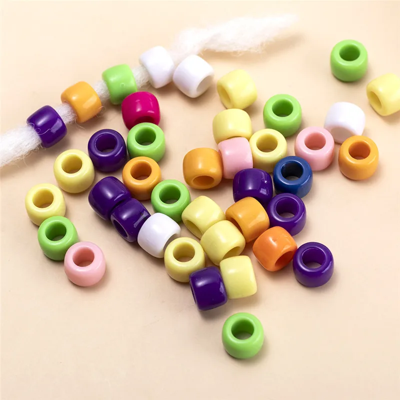 

100pcs/lot Mixed Color Resin Big Hole Beads Bucket Spacer Loose Beads DIY Bracelet Necklace For Jewelry Making Accessories