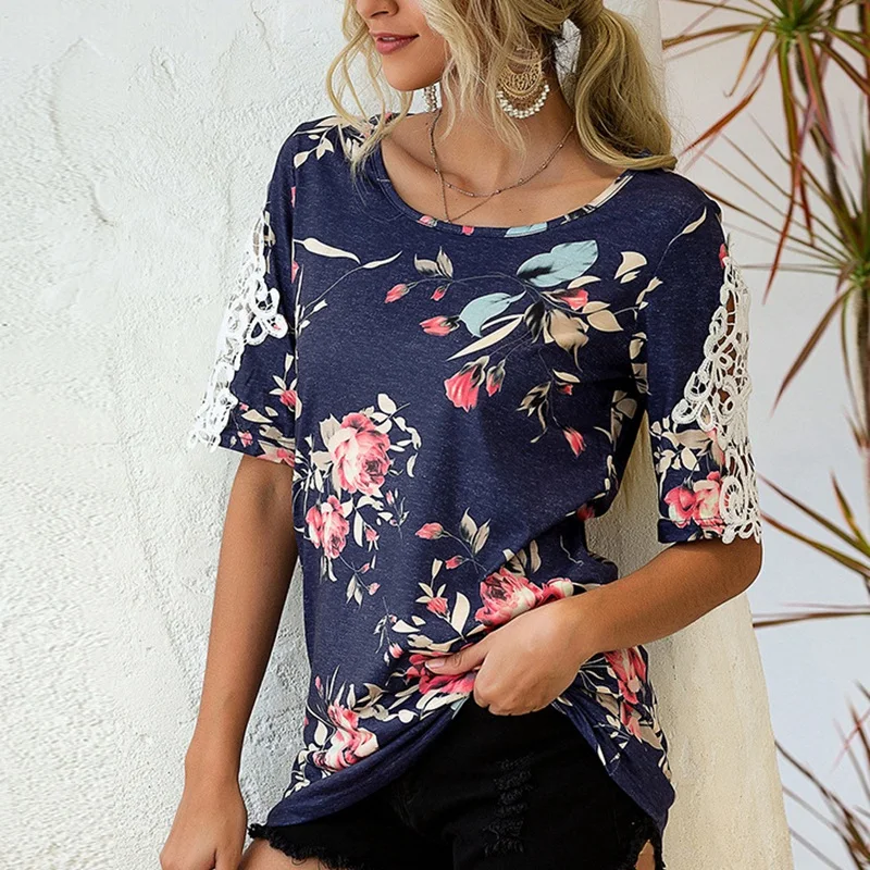 

Kili Women's Summer Round Neck Printed Casual Short Sleeve Top T-Shirt