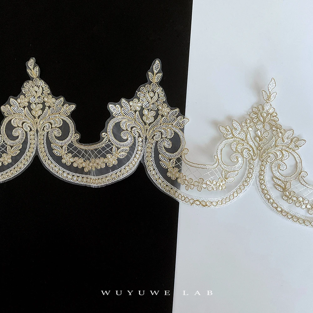 Изысканная ткань с золотыми веревками цветок венецианская сетка аппликация