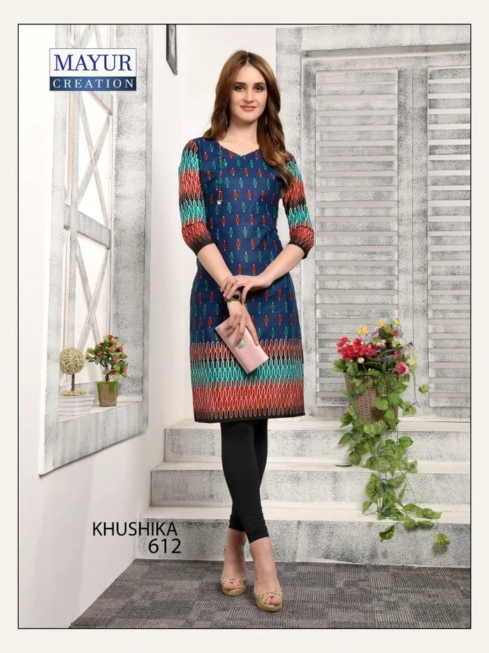 Индийская традиционная Курти 3 четверти рукав Хлопок Курта Болливуд