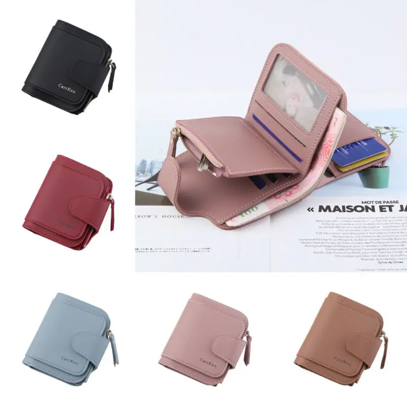 2019 женский короткий маленький кошелек для денег на молнии кожаный складной