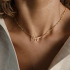 Ожерелье с именем под заказ, цепь из нержавеющей стали Фигаро, женский золотой кулон, подарок подруге