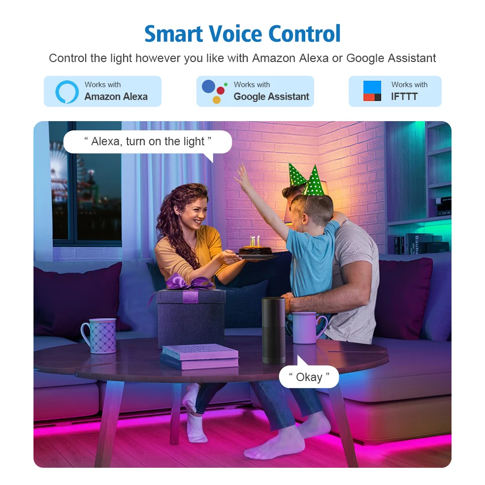 Интеллектуальная беспроводная (Wi Fi) светодиодная лента светильник s Tuya RGB