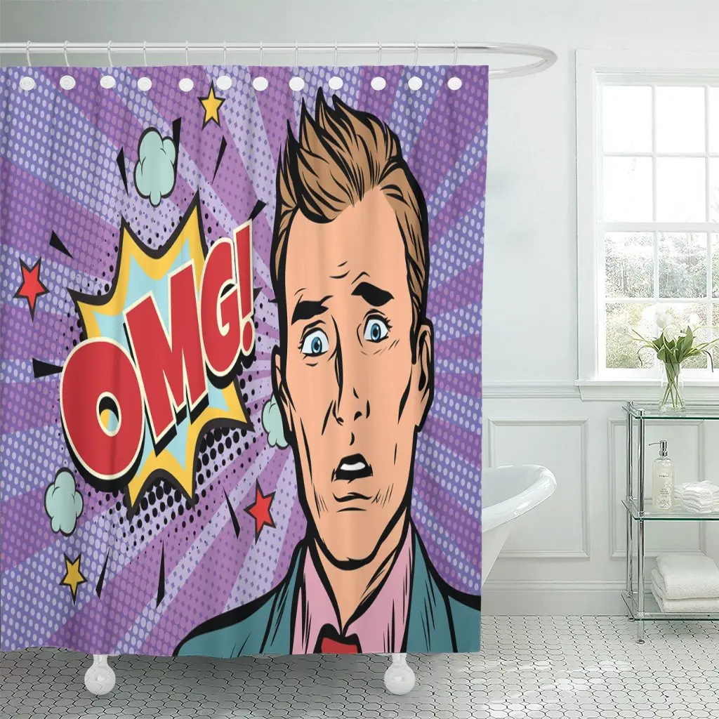 Занавеска для душа OMG Pop Man из полиэстера занавеска в виде комикса с изображением