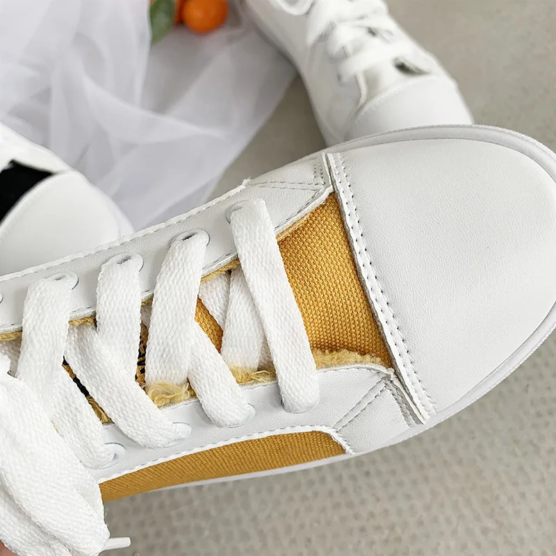 

2019 HOT Women Sneakers Fashion Breathble Vulcanized Shoes Platform Lace up Casual White Feminino Zapatos De Mujer X10-72