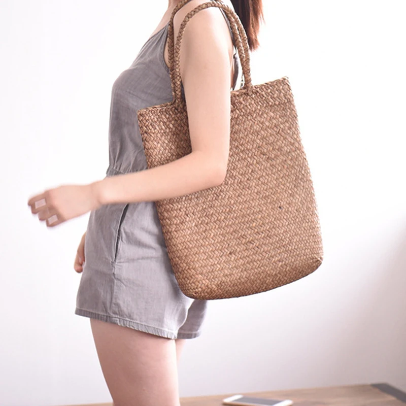 

Women Handbag Summer Beach Bag Rattan Woven Handmade Knitted Straw Large Capacity Totes Bohemia Women Shoulder Bags
