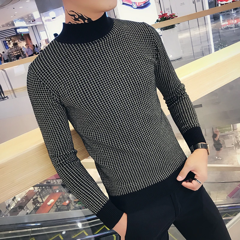 Sueter Hombre свитер с длинным рукавом в клетку мужской Ropa Invierno Осенний пуловер для