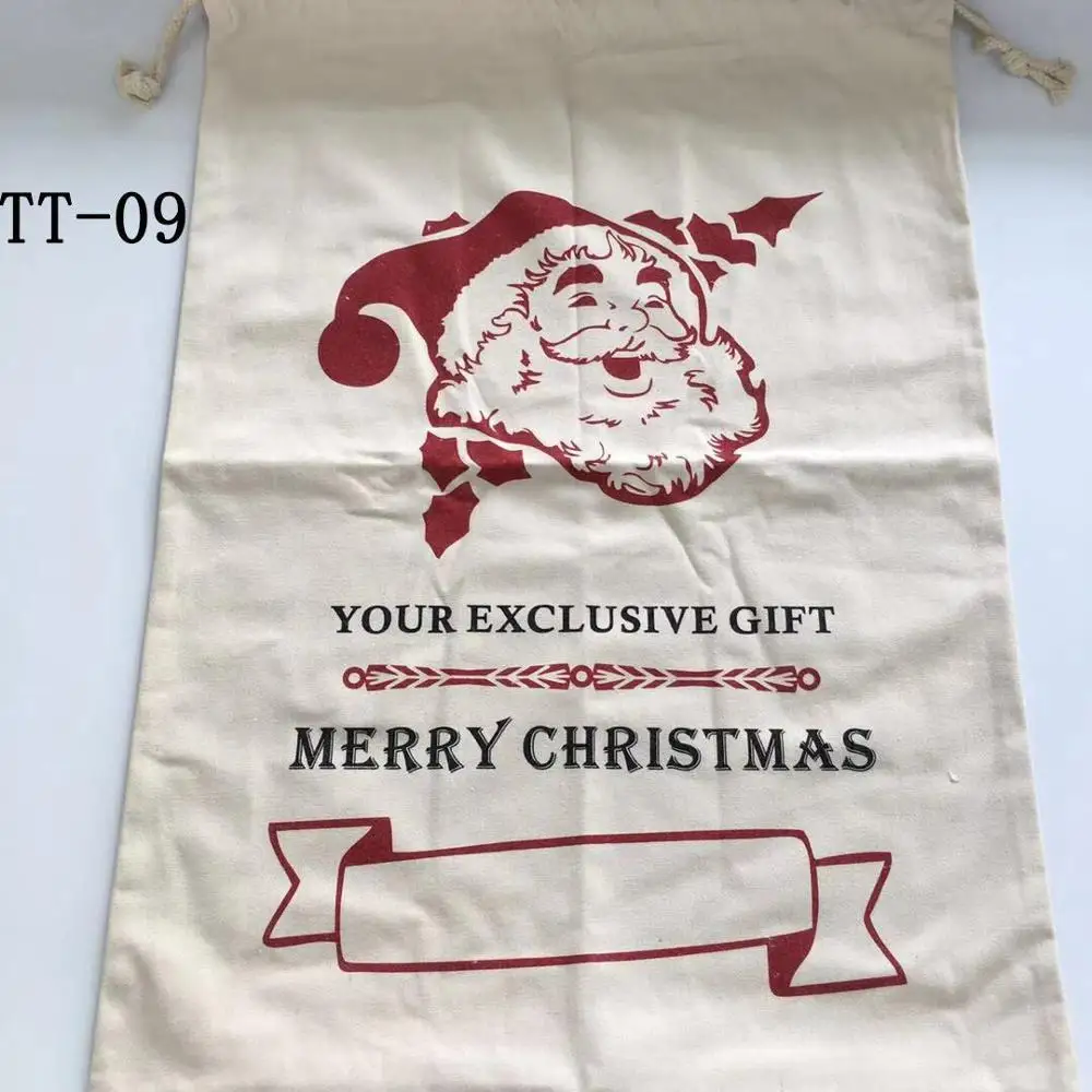 44 Styles Christmas Santa Sacks 1pc Drawstring Canvas Santa Sack Xmas Canvas Bag Hot Sale Big Santa Claus Gift Bag Drop Shipping - Цвет: 50x70 cm TT09