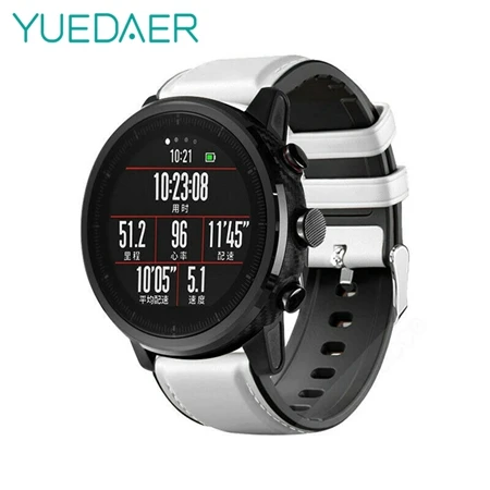 White YUEDAER топ из искусственной кожи ремешок для Xiaomi Amazfit GTR 47 47 мм Stratos 2 3 Pace ремешок для huawei Watch GT 2 GT2 ремешок для часов - Цвет: White