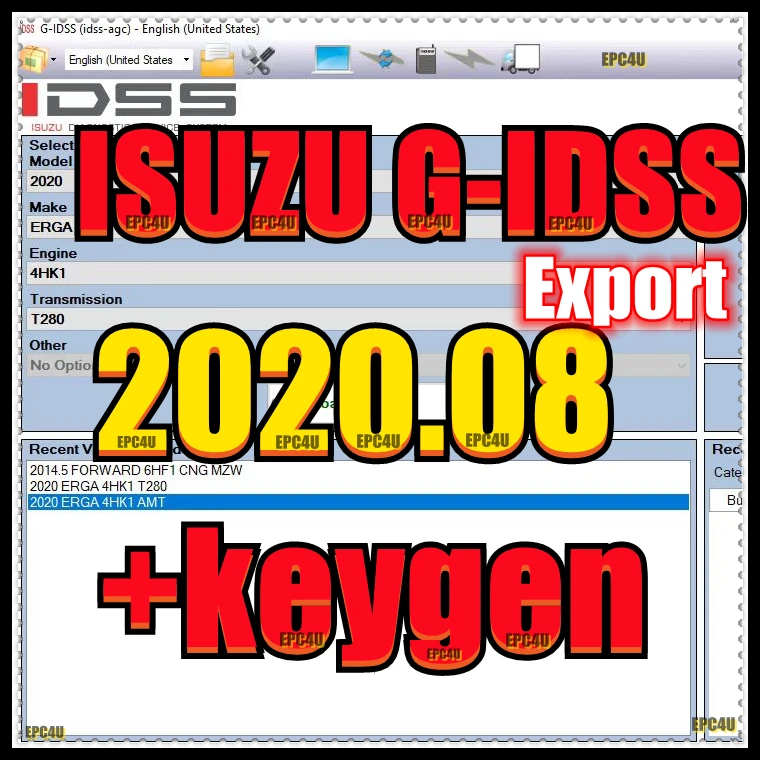 Для Isuzu G-IDSS Export 2020 + Keygen диагностическая система автомобильный инструмент |