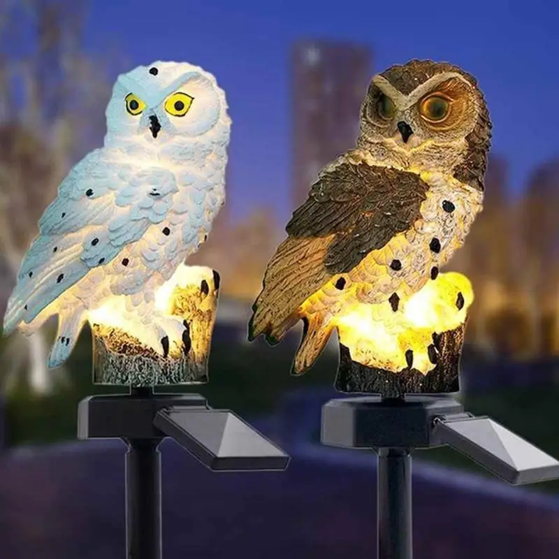 

Outdoor Garden Sculptures Solar Lamp 1200mA Owl Shape for Garden Decoration Waterproof Bird Resin Yard Garden Decor Sculpture