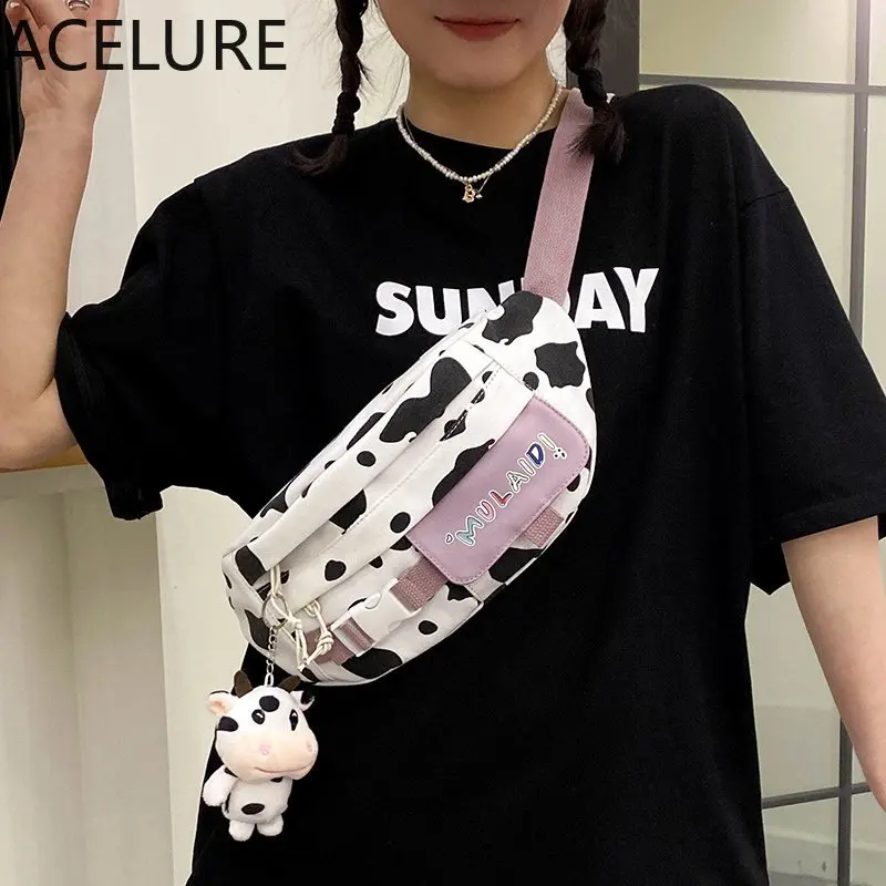 

Новинка, Женская нагрудная сумка ACELURE в стиле Харадзюку, сумка-мессенджер на плечо, Холщовая Сумка для студенческого кампуса, свежие и милые ...