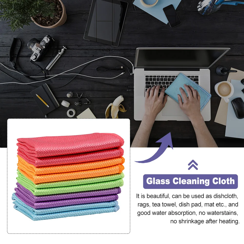 

Glass Cleaning Cloth Dishcloth Lint Free For Windows Cars Kitchen Mirrors Traceless Reusable Fish Scale Rag Polishing Microfiber