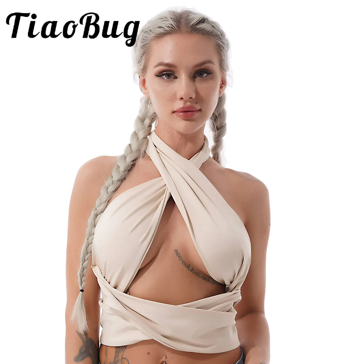 

Женский однотонный укороченный топ с лямкой на шее, летний модный сексуальный топ Феи гранж с открытой спиной для вечерние и клубов, ажурный...