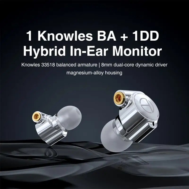 

TRN TA1 Knowles BA DD Drive In Ear Earphone HIFI Earphone Metal In-ear Earphone Earbud With MMCX Silver-plated Cable For Running