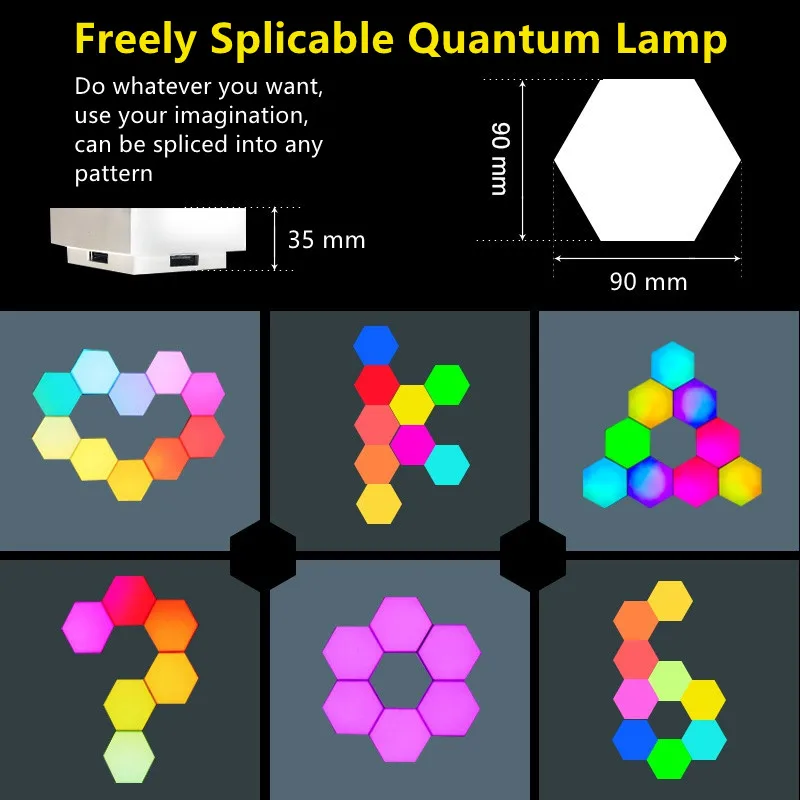 Цветная (RGB) светодиодный Quantum лампа с шестигранной головкой светильник DIY светодиодный настенный светильник на стену Сенсор RGBW светодиодны... от AliExpress WW