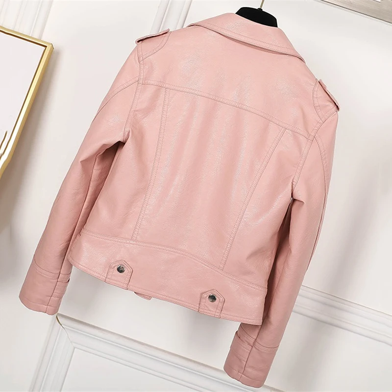 

Women's Leather Jacket Autumn Winter New Thick Warm Pu leather Jackets Female Students Korean Short Water wash Bomber Jackets
